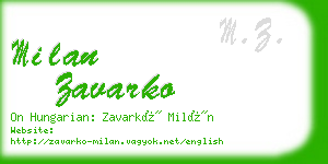 milan zavarko business card